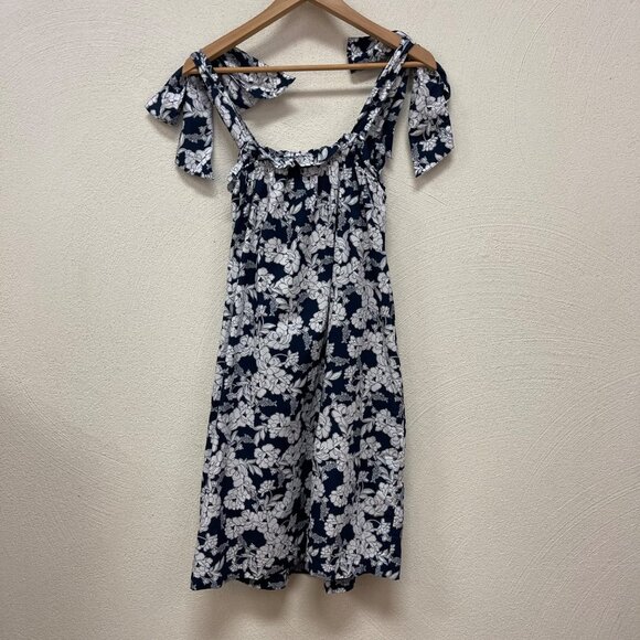 J. Crew Tie Shoulder Poplin Dress in Magnolia Floral Navy BG490 Size M - Picture 5 of 9
